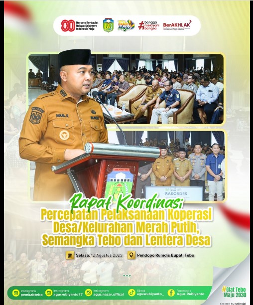 RAKOR PERCEPATAN PELAKSANAAN KOPERASI DESA/KELURAHAN MERAH PUTIH, SEMANGKA TEBO, DAN LENTERA DESA